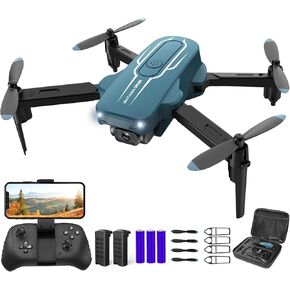 Mini Drone with Camera for Adults Kids - 1080P HD FPV Camera Drones with 90° Adjustable Lens, Gestures Selfie, One Key Start, 360° Flips, Toys Gifts RC Quadcopter for Boys Girls with 2 Batteries