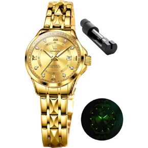OLEVS Women Watches Luxury Diamond Wrist Watches for Women Gold and Silver Stainless Steel Waterproof with Date Quartz Ladies Watch