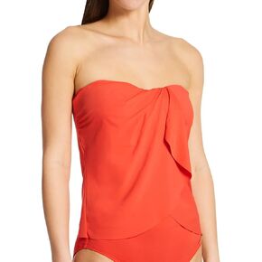 Vince Camuto Women's Standard Draped Bandini Top Swimsuit with Removable Straps