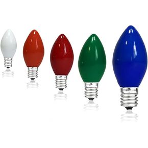 25 Pack C7 Clear Replacement Bulbs, 120V 5W Incandescent, C7 Christmas Lights, E12 Candelabra Base C7 Halloween Bulbs Warm White for Patio Outdoor String Lights Decor, Night Light