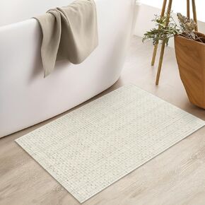 Small Bathroom Rug, 2' x 3' Reversible Cotton Woven Entry Rug Indoor, Machine Washable Beige Rug Kitchen Mat Carpet for Front Porch Bathroom Bedroom Kitchen