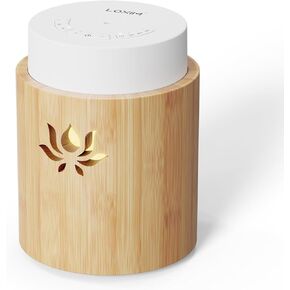 LOXIM Padma Aromatherapy Diffuser for Essential Oil Nebulizer, Real Bamboo Material Aroma Scent Machine, Optional LED Light, Waterless, Noiseless, Battery Operated