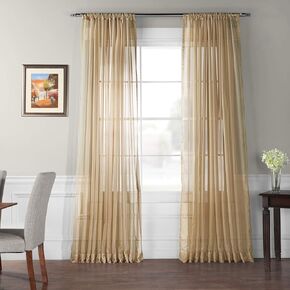 HPD Half Price Drapes SHCH-VOL3-96-SLDW Extra Wide Voile Poly Sheer Curtain (1 Panel), 100 in x 96 in, Solid Off White