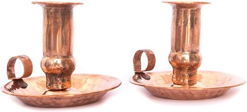 Spirituopolis حامل شموع مصنوع يدويًا من النحاس النقي - حامل شموع بوهو عتيق بمقبض - حامل شموع عمود مزخرف لديكور المنزل - حامل شموع ريفي مطروق للمناسبات الخاصة (كبير) in Kuwait