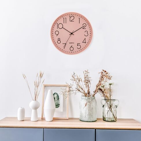 Wall Clock Silent No Ticking Accurate Quartz Sweep Movement Modern Decor for Living Room Bedroom Office (Orange) in Saudi Arabia