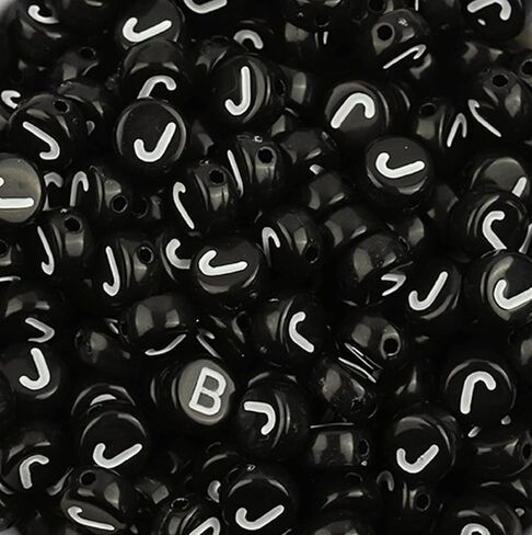 100 Pieces Letter Beads 4×7mm Black Round Acrylic Alphabet Beads for Jewelry Making Vowel Letter A Beads for Bracelets Making Necklaces Key Chains in Kuwait