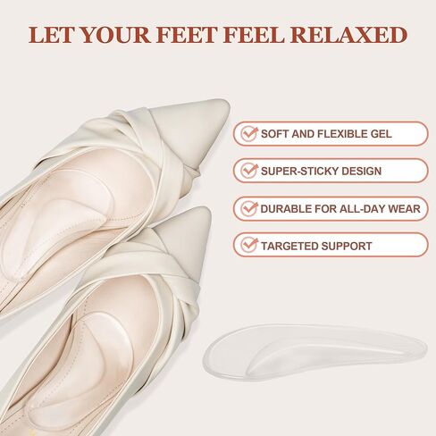Gel Arch Support Inserts and Ball of Foot Cushions 6-Piece Foot Care Set Adhesive Metatarsal Pads and High Heel Comfort Pads for Pain Relief 3 Pairs of Arch Inserts and 3 Pairs of Cushions in Saudi Arabia