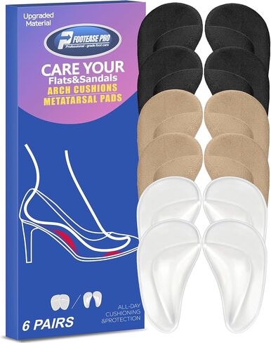 Gel Arch Support Inserts and Ball of Foot Cushions 6-Piece Foot Care Set Adhesive Metatarsal Pads and High Heel Comfort Pads for Pain Relief 3 Pairs of Arch Inserts and 3 Pairs of Cushions in Saudi Arabia
