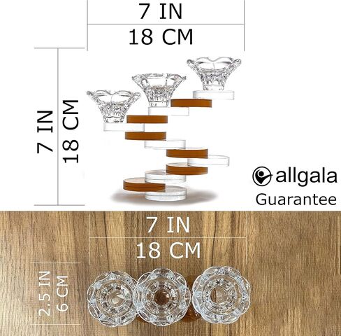 حامل شموع كريستال من Allgala 3 أكواب بتصميم فني على طراز بونساي - أسود - HD89132 in Saudi Arabia
