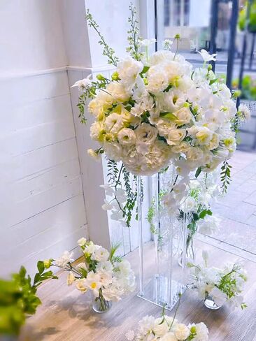 Algasan Acrylic decorative flower stand for Centerpieces Wedding Tabletop Geometric Centerpiece Stand-Floor Column Display Stand for Wedding Ceremony Party Reception Decoration (39.37in TALL 4PCS) in Saudi Arabia