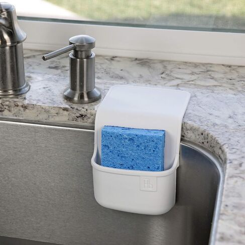 Lil' Holster Mini (Stone with Flower Sponge) - Silicone Sponge Holder, Kitchen Organizer, Dishwasher Safe, Drains Sponges, Clings to Sink, Non-Porous Surface, Easy to Clean, 5.94 x 4.17 x 2.09 in in Saudi Arabia