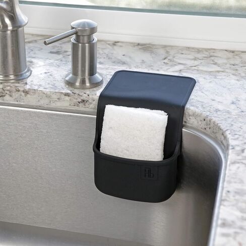 Lil' Holster Mini (Stone with Flower Sponge) - Silicone Sponge Holder, Kitchen Organizer, Dishwasher Safe, Drains Sponges, Clings to Sink, Non-Porous Surface, Easy to Clean, 5.94 x 4.17 x 2.09 in in Saudi Arabia
