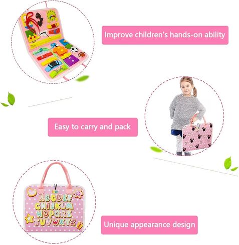 Toddler Busy Board Toys for Ages 2-4, Montessori Toys for 1 2 3 Year Old Boy and Girl, One Year Old Boy Birthday Gift, Educational Learning Busy Book Sensory Toys for Toddlers 1-3 in Kuwait