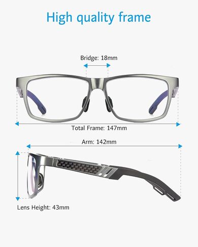 نظارات ANRRI الزرقاء لحجب الضوء للرجال، نظارات كمبيوتر بإطار معدني عصري مع فلتر للضوء الأزرق in Kuwait