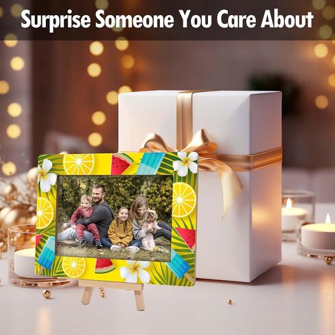 Picture Frames 4x6, Hello Summer Wooden Photo Frame with Easel, Birthday Vacation Gifts for Women Friends Bedroom Desk Tabletop Decor (B09) in Saudi Arabia