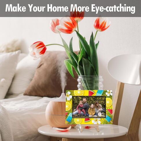 Picture Frames 4x6, Hello Summer Wooden Photo Frame with Easel, Birthday Vacation Gifts for Women Friends Bedroom Desk Tabletop Decor (B09) in Saudi Arabia
