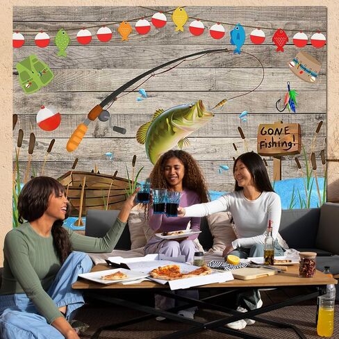 Avezano Rustic Wood Gone Fishing Backdrop for Birthday Party O Fish Ally Kids Baby Shower Photography Background Retirement Fisherman Party Decor Banner Supplies Photo Studio Props 7x5ft in Saudi Arabia