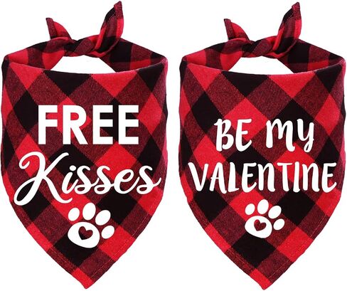 STMK 2 Pack Valentines Dog Bandanas, Dog Valentines Bandana for Dogs Pets (Red, Free Kisses & Be My Valentine) in Saudi Arabia