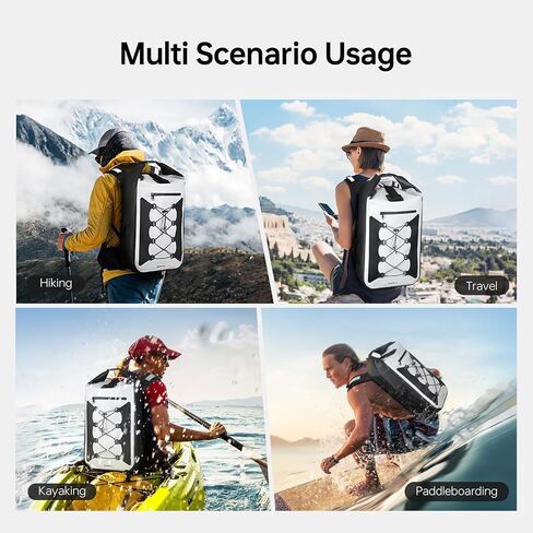 حقيبة ظهر جافة مقاومة للماء سعة 30 لتر من Omnpak، حقيبة ظهر مقاومة للماء تحافظ على جفاف المعدات، حقيبة جافة عائمة للتجديف بالكاياك، الشاطئ، التجديف، القوارب، المشي لمسافات طويلة، بناء PVC in Kuwait