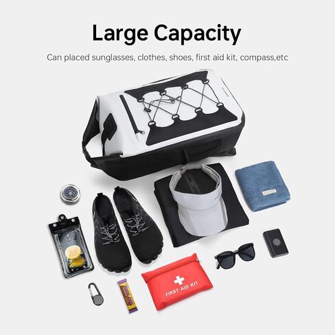 حقيبة ظهر جافة مقاومة للماء سعة 30 لتر من Omnpak، حقيبة ظهر مقاومة للماء تحافظ على جفاف المعدات، حقيبة جافة عائمة للتجديف بالكاياك، الشاطئ، التجديف، القوارب، المشي لمسافات طويلة، بناء PVC in Kuwait