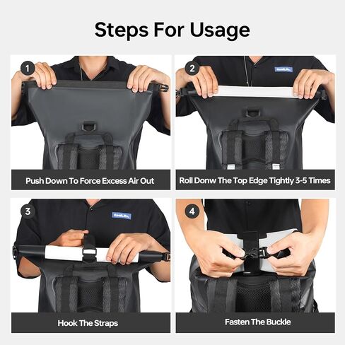 حقيبة ظهر جافة مقاومة للماء سعة 30 لتر من Omnpak، حقيبة ظهر مقاومة للماء تحافظ على جفاف المعدات، حقيبة جافة عائمة للتجديف بالكاياك، الشاطئ، التجديف، القوارب، المشي لمسافات طويلة، بناء PVC in Kuwait