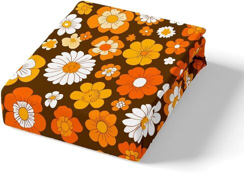 Feelyou 60S 70S Groovy Comforter Set Kids Retro Hippie Flower Comforter for Boys Teens Vintage Boho Plant Floral Bedding Set Botanical Blossom Brown Duvet Set Room Decor Quilt Set Twin Size in Kuwait