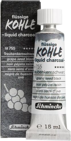 Schmincke - Liquid Charcoal, Peach Stone Black, 15 ml, 18 757 006, for charcoal painting, charcoal drawing and underpainting, vegan in Kuwait