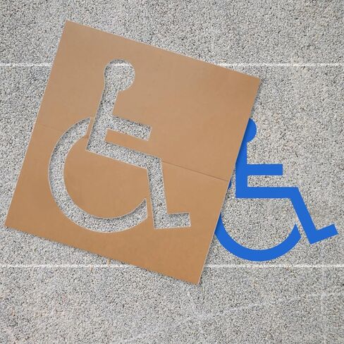 استنسل ADA Handicap ICON مقاس 39 بوصة لطلاء علامات ساحة انتظار السيارات | رمز الكرسي المتحرك فقط | قالب من الورق المقوى الفاخر القابل لإعادة الاستخدام للمعاقين مصنوع من الورق المقوى المعاد تدويره | صنع فى أمريكا in Saudi Arabia