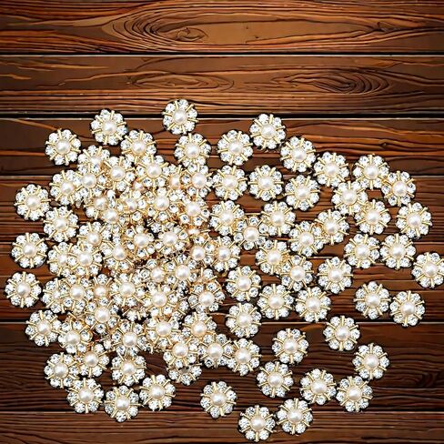 50 قطعة من أزرار اللؤلؤ حجر الراين مجموعة تزيين إكسسوارات DIY سكرابوكينغ الزينة باقة الزفاف زهرة مركز ديكور المنزل 12 مم (فضي) in Kuwait