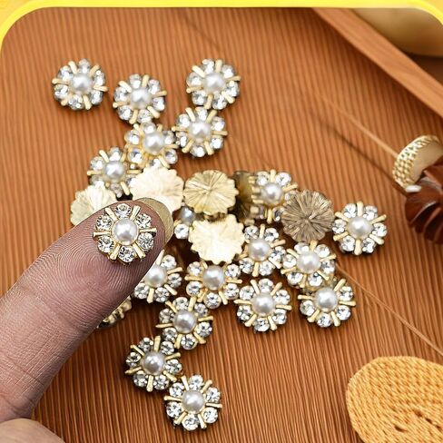50 قطعة من أزرار اللؤلؤ حجر الراين مجموعة تزيين إكسسوارات DIY سكرابوكينغ الزينة باقة الزفاف زهرة مركز ديكور المنزل 12 مم (فضي) in Kuwait