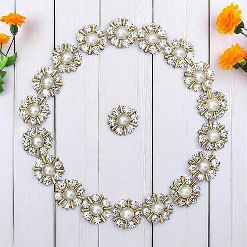 50 قطعة من أزرار اللؤلؤ حجر الراين مجموعة تزيين إكسسوارات DIY سكرابوكينغ الزينة باقة الزفاف زهرة مركز ديكور المنزل 12 مم (فضي) in Kuwait