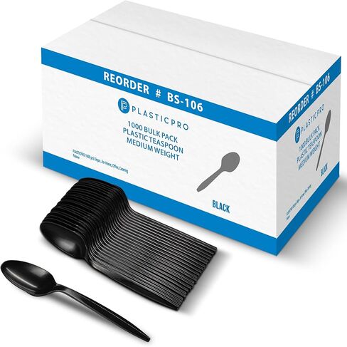 PLASTICPRO 1000 pcs Disposable Plastic Forks Bulk Pack Black Plastic Medium Weight Cutlery Silverware for Home, Office, Catering in Kuwait