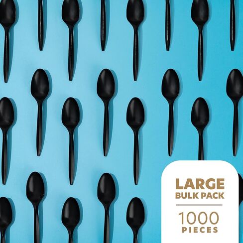 PLASTICPRO 1000 pcs Disposable Plastic Forks Bulk Pack Black Plastic Medium Weight Cutlery Silverware for Home, Office, Catering in Kuwait