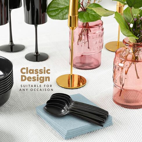 PLASTICPRO 1000 pcs Disposable Plastic Forks Bulk Pack Black Plastic Medium Weight Cutlery Silverware for Home, Office, Catering in Kuwait