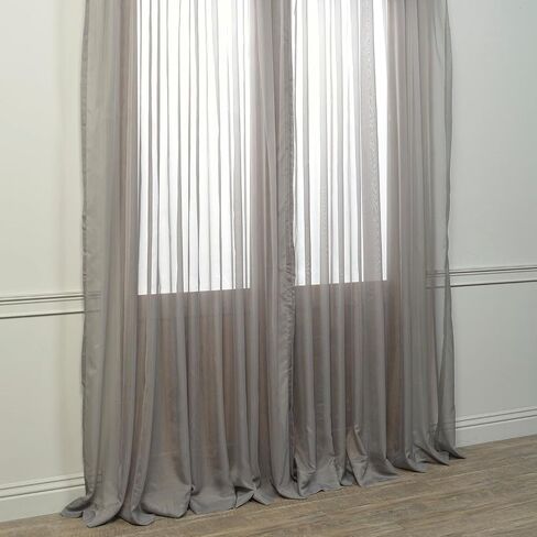HPD Half Price Drapes SHCH-VOL3-96-SLDW Extra Wide Voile Poly Sheer Curtain (1 Panel), 100 in x 96 in, Solid Off White in Saudi Arabia