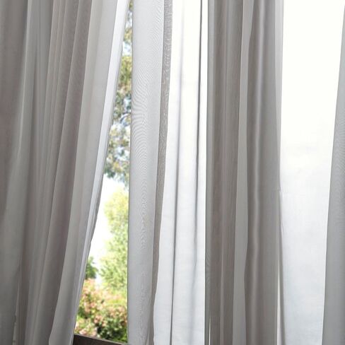 HPD Half Price Drapes SHCH-VOL3-96-SLDW Extra Wide Voile Poly Sheer Curtain (1 Panel), 100 in x 96 in, Solid Off White in Saudi Arabia