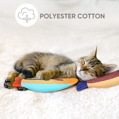 Catnip Toy, 3PCS Cat Chew Toys, Bite Resistant Catnip Toys with Bell Inside, Plush Cartoon Kitten Teething Interactive Toy for Cats in Kuwait