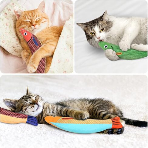 Catnip Toy, 3PCS Cat Chew Toys, Bite Resistant Catnip Toys with Bell Inside, Plush Cartoon Kitten Teething Interactive Toy for Cats in Kuwait