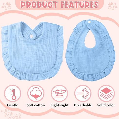 Kenning 18 Pcs Muslin Baby Bibs Bulk Absorbent Bandana Drool Bibs Adjustable Cotton Bibs with Snap Button for Boys Girls in Kuwait