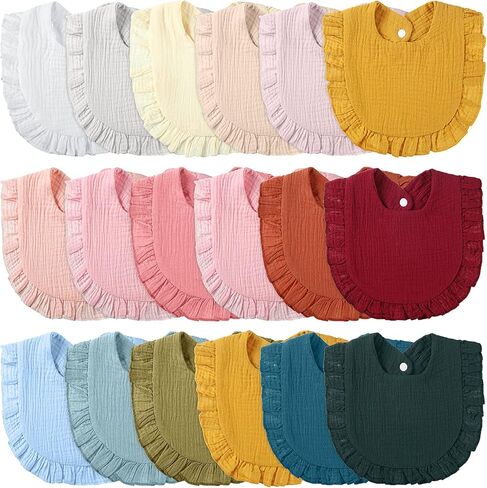 Kenning 18 Pcs Muslin Baby Bibs Bulk Absorbent Bandana Drool Bibs Adjustable Cotton Bibs with Snap Button for Boys Girls in Kuwait