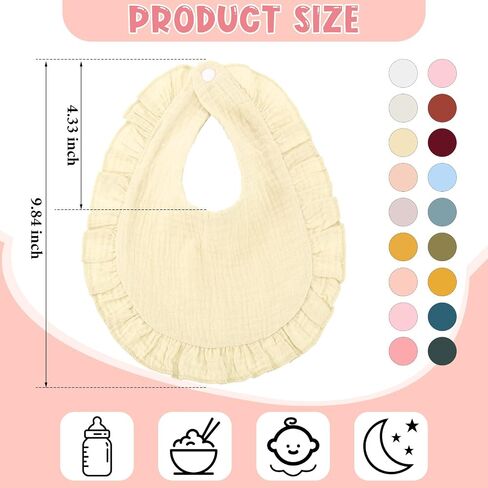 Kenning 18 Pcs Muslin Baby Bibs Bulk Absorbent Bandana Drool Bibs Adjustable Cotton Bibs with Snap Button for Boys Girls in Kuwait