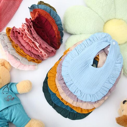 Kenning 18 Pcs Muslin Baby Bibs Bulk Absorbent Bandana Drool Bibs Adjustable Cotton Bibs with Snap Button for Boys Girls in Kuwait