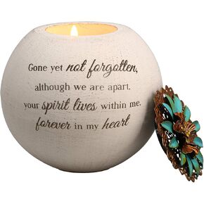 Pavilion Gift Company 19093 Forever in My Heart Terra Cotta Candle Holder, 4-Inch, White