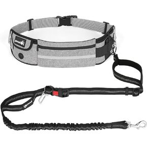 Pecute Hands Free Dog Leash with Pouch, Waist Belt Fanny Pack with Soft Padds, Dual Padded Handles and Durable Bungee for Walking, Hiking, Jogging Biking, and Running