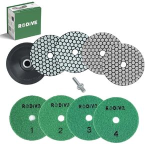 4 inch Professional Dry Diamond Polishing Pad, 4 Step 1 Set for Marble polishing kit, Heat-Resistant, Fast Grinding for Marble, Granite, Tile Edges & Chamfers - Use with Drill, Grinder, Polisher. in Saudi Arabia