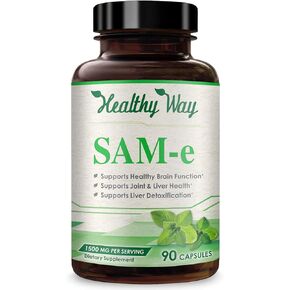 Healthy Way Pure SAM-e 1500mg (per Serving) 180Capsules (S-Adenosyl Methionine) Supports Brain Function