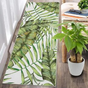 GAOMON 9x12 Washable Area Rug Palm Tree Leaf Area Rug Indoor Throw Carpet Rug Non Slip Low Profile Non-Shedding Large Area Rug for Living Room Bedroom Kitchen, 9' x 12' Green