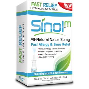 SinolM, All-Natural Nasal Relief Spray for Nose Congestion, Fast Allergy & Sinus Relief, 15 ml (Pack of 3)