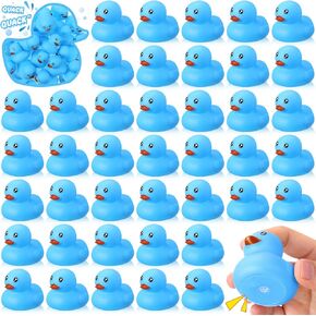 48 Pcs 2 Inch Mini Rubber Ducks for Kids Children Party Favors Bulk Bath Ducks Summer Pool Floating Toys Rubber Ducks Birthday Gifts for Boys Girls Baby Shower Supplies(Blue)