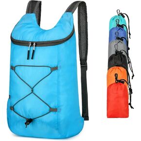 levayhill 16L Hiking Daypack, Water Resistant Lightweight Packable Backpack for Travel, Camping Outdoor Backpack Portable Folding Carry-on Bag,Black&Gray